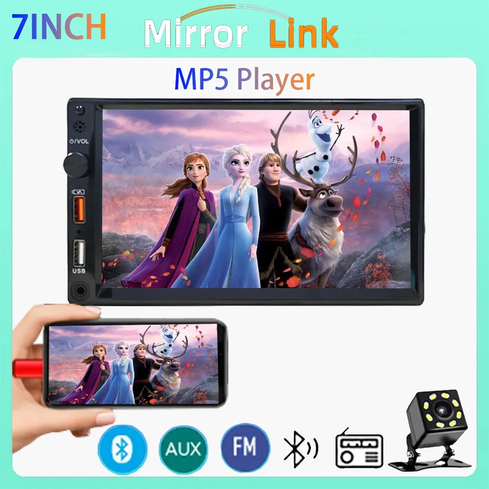 7020 2 din Car Radio 7-inch HD Touchscreen Auto Radio Bluetooth Stereo Multimedia Player FM Aux Input Mirror Connection