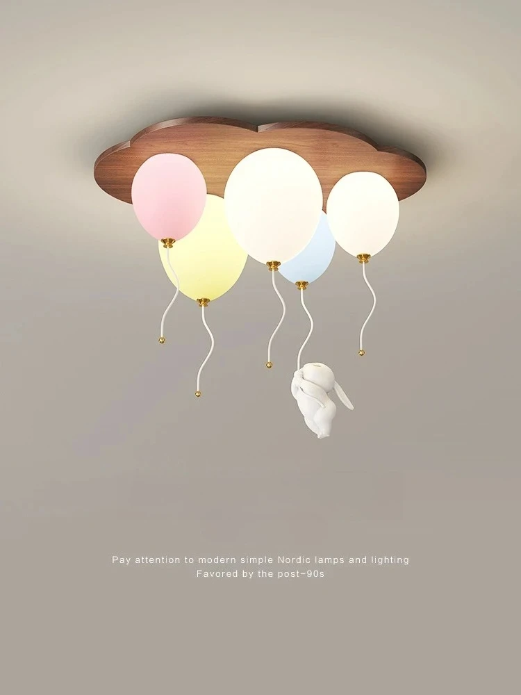 

Modern Balloon LED Ceiling Lights Wooden for Children's Room Decoration Baby's Boy Girl Bedroom Lustre Creative Chandelier Lamp