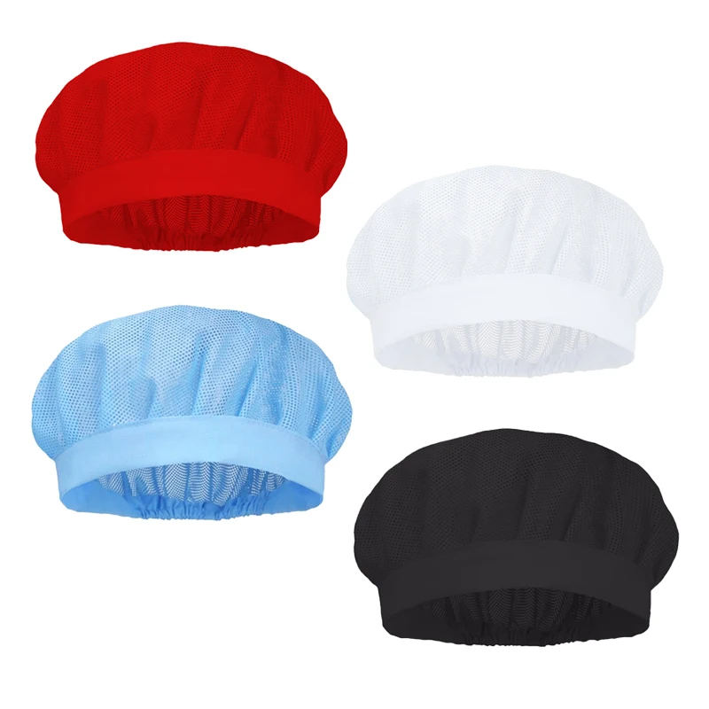 

2pcs Food Service Mesh Cap Catering Elastic Working Hats Kitchen Cooking Hat Women Men Hair Cover Caps Workshop Hat