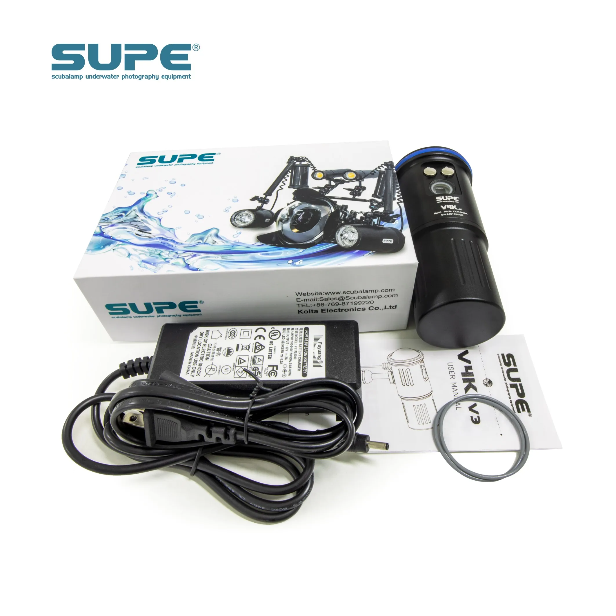 Supe Scubalamp Supe V4kv3 8000 Lumens Scuba Diving Glare Video Light Wide Angle Continuous Lighting Underwater Photography