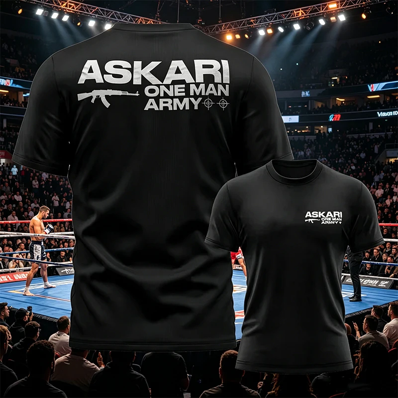 Askari Men's Boxing Fighting T-Shirt Summer Sports Fitness Breathable Round Neck Short Sleeve Top For Outdoor Training Top