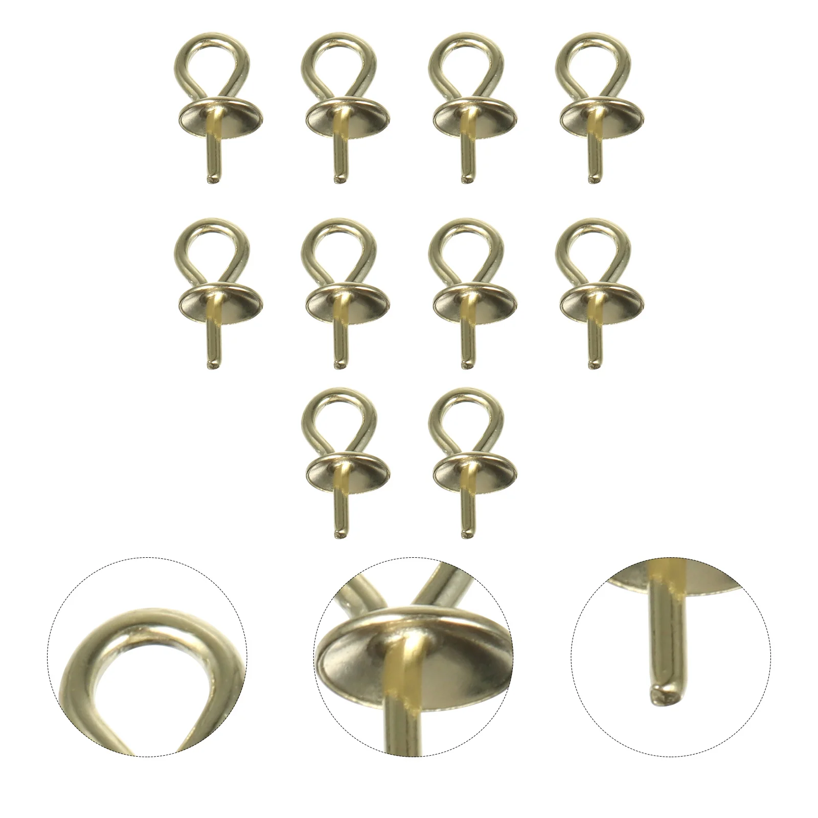 

10Pcs Exquisite Pearl Tray Pendants Golden 3mm Enclosed for DIY Jewelry Crafting Fashionable Ornaments Pearl Trays