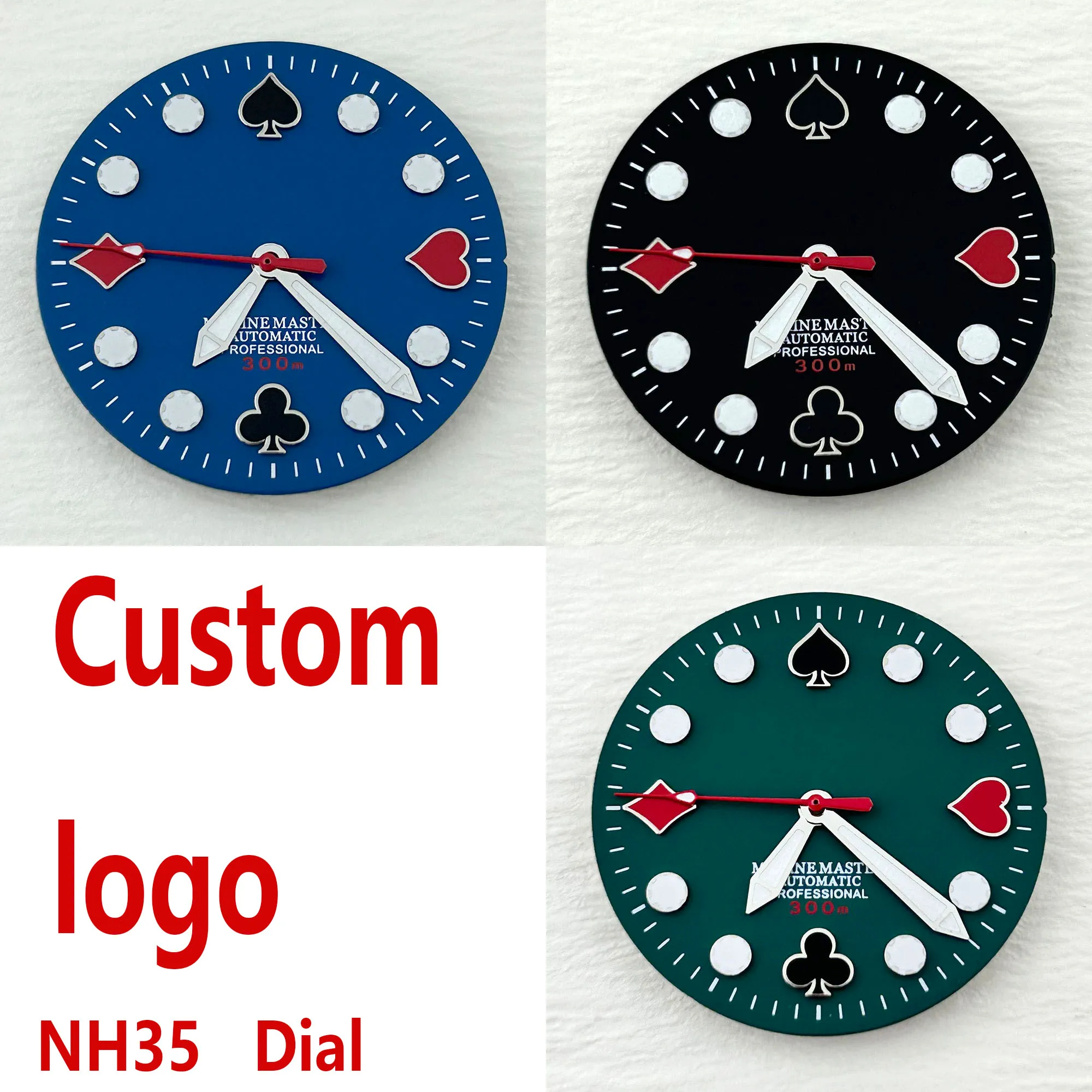 NH35 Watch dial 28.5mm dial custom logo dial green glowing, suitable for NH35 mobile watch accessory repair tool