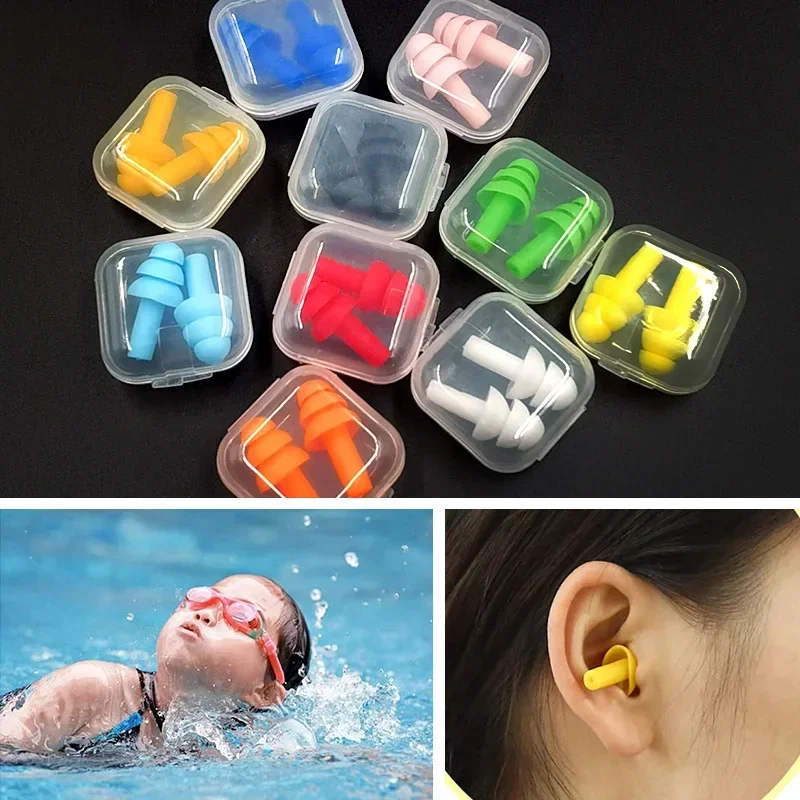 Bouchons d'oreille anti-bruit pour sports nautiques, bouchon d'oreille de natation, étanche, silicone souple, suppression du bruit du sommeil, blocage du son, 1 paire