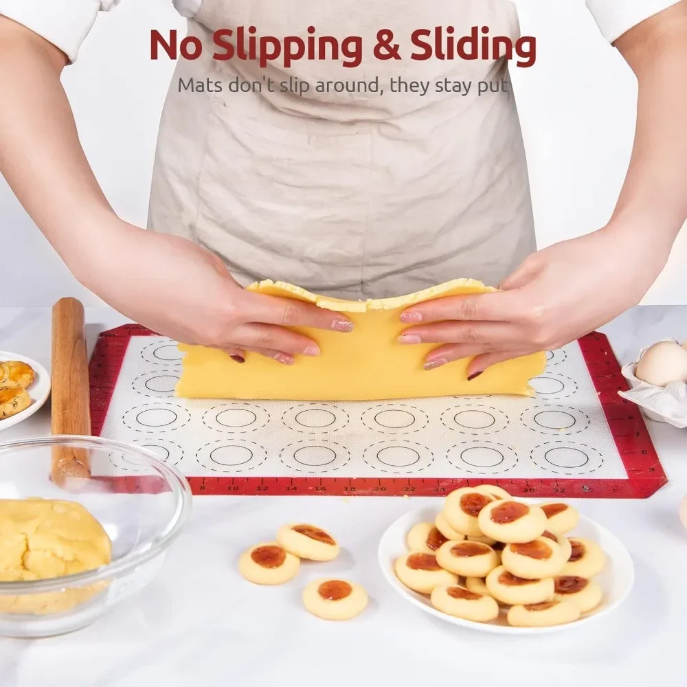 2pcs High Quality Macaron Silicone Baking Mat Heat Resistant Non Stick Reusable Baking Fondant Measuring Pad Kitchen Baking Tool