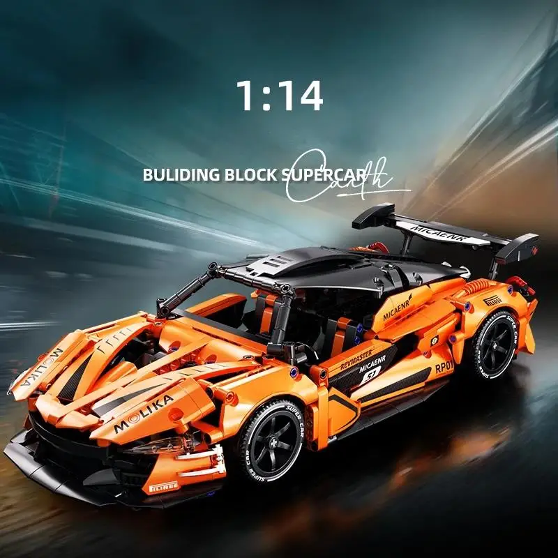 

Technical City Orange Racing Car Building Blocks Set MOC Model Creative Assembly Bricks Super Vehicle Toys for Boys Girls