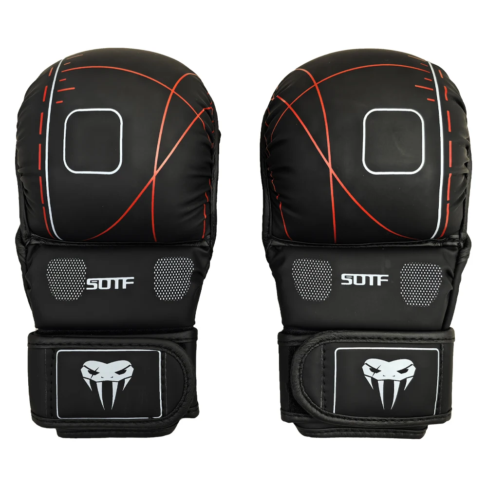 قفازات تدريب الملاكمة MMA الاحترافية للبالغين من MMA، وسادة جلدية نصف إصبع، مفاصل ساندا لحقيبة الرمل