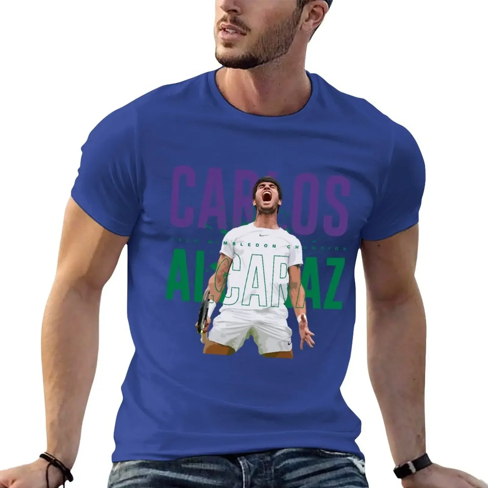 2024 aesthetic men t shirt Tenis - Carlos Alcaraz T-shirt funnys sports fans mens clothes short sleeves pure cotton  streetwear