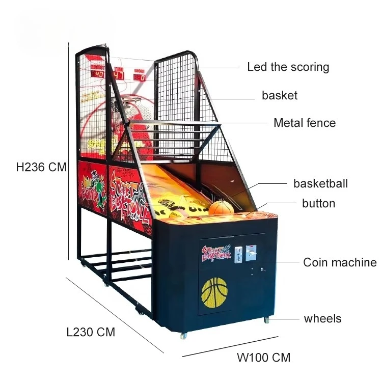 Luxury LED Basketball Arcade Coin Operated Street Basketball Game Machine