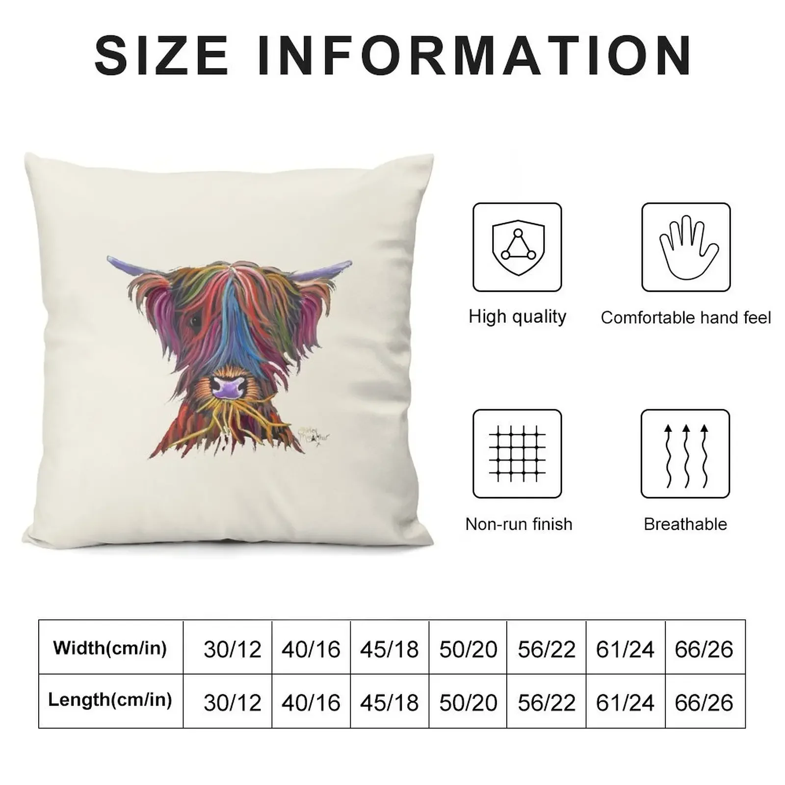 Scottish Hairy Highland Cow PriNT ' MUNCH MUNCH ' by Shirley MacArthur Throw Pillow Pillow Covers Decorative Pillowcase pillow