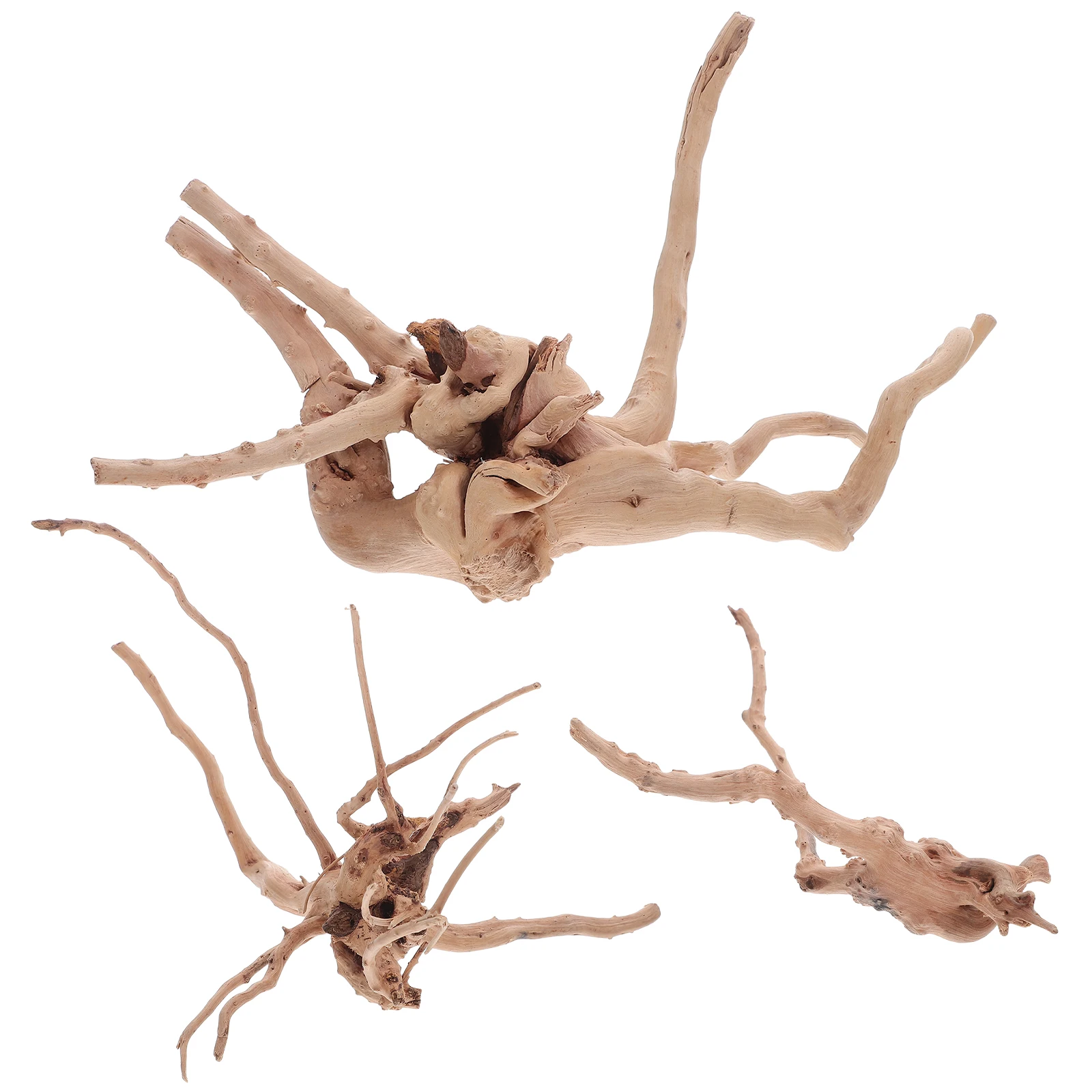 

3pcs Aquarium Driftwood Decor Natural Water Tank Decoration For Freshwater Tanks Fish Habitat Hiding Spots Wear-Resistant