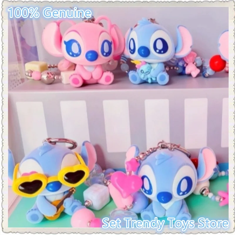 

Disney Stitch Confession Series Flocking Blind Box Pendant Keychain Anime Stitch & Angel Collection Model Valentine'S Day Gift