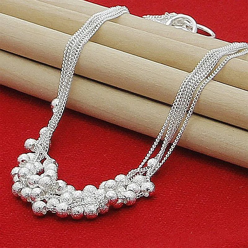 Pendant Necklace 925 Silver Necklace Silver Plated Trendy Jewelry Necklace Sand Balls Jewelry Wholesale Free Shipping N086