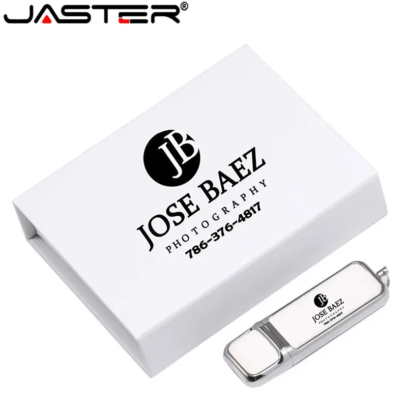 JASTER Custom logo colour print leather usb 2.0 memory sticks flash drive pen drive 64GB 32GB 16GB 8GB 4GB company gift