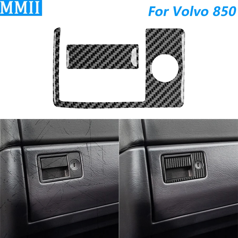 For Volvo 850 1991-1997 Carbon Fiber Co-pilot Glove Storage Box Handle Switch Keyhole Panel Cover Trim Car Accessories Sticker