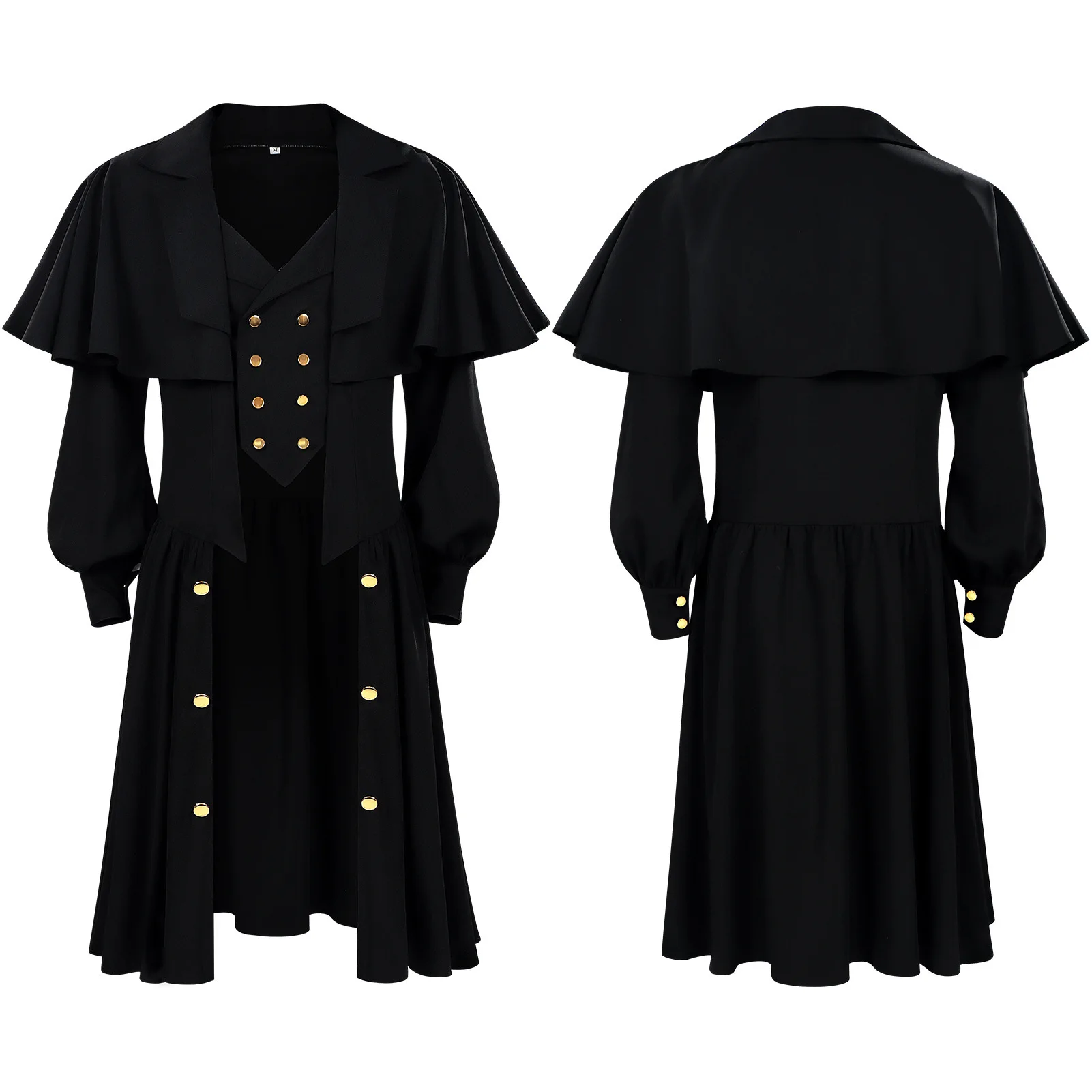 Medieval Tailcoat Suit Jacket Gothic Steampunk Long Jacket Victorian Frock Coat Cosplay Male Single Breasted Swallow Uniform view 6