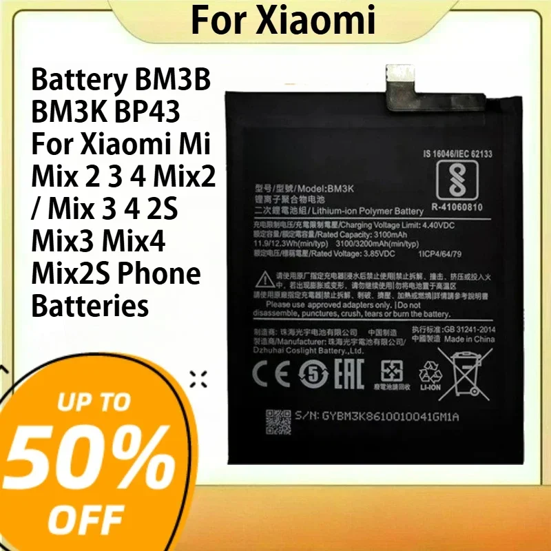 

2025 Years Battery BM3B BM3K BP43 For Xiaomi Mi Mix 2 3 4 Mix2 / Mix 3 4 2S Mix3 Mix4 Mix2S Phone Batteries