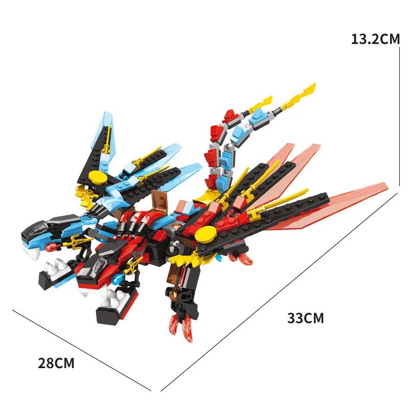 400 pezzi, set di giocattoli da costruzione Dragon a doppia testa, giocattolo educativo da costruzione per bambini, regalo di Natale, regalo di compleanno