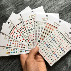 3D Poker Design Nail Art Sticker Playing Cards Self-Adhesive Decoration Club Diamond King Queen Heart Spade Red Black Nail Decal