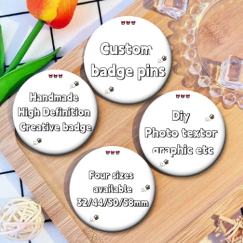 58mm Customized Pins Metal Badge Brooches Any Comics/Star/Pets/Anime/Lover/Babies/Etc Photos Jewelry Accessories Gifts