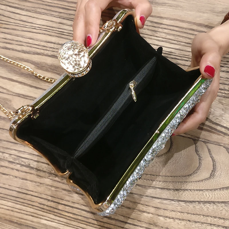 YYW Diamonds Beads Bag 2024 Evening Clutch Purse Women Fashion Chain Shoulder Bags Female Elegant Wedding Party Clutches Pouch