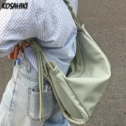 Borsa a tracolla semplice solida ad alta capacità Y2k estetica Streetwear borse a tracolla alla moda borse Casual da donna dolci giapponesi