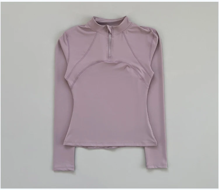 Outdoor-Laufshirt für Damen, Frühling und Herbst, Neuer Yoga-Anzug mit Halbem Reißverschluss, Schlankmachendes Fitness-Trainingsshirt mit Langen Ärmeln für Frauen – Detail 10