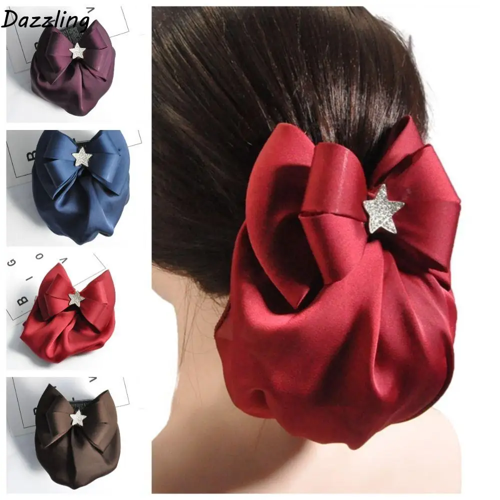 

Vintage Sweet Ruffled Edges Hair Net Star Ponytail Clip Women Spring Clip Hair Clip Hair Accessory Bow Snood Gift