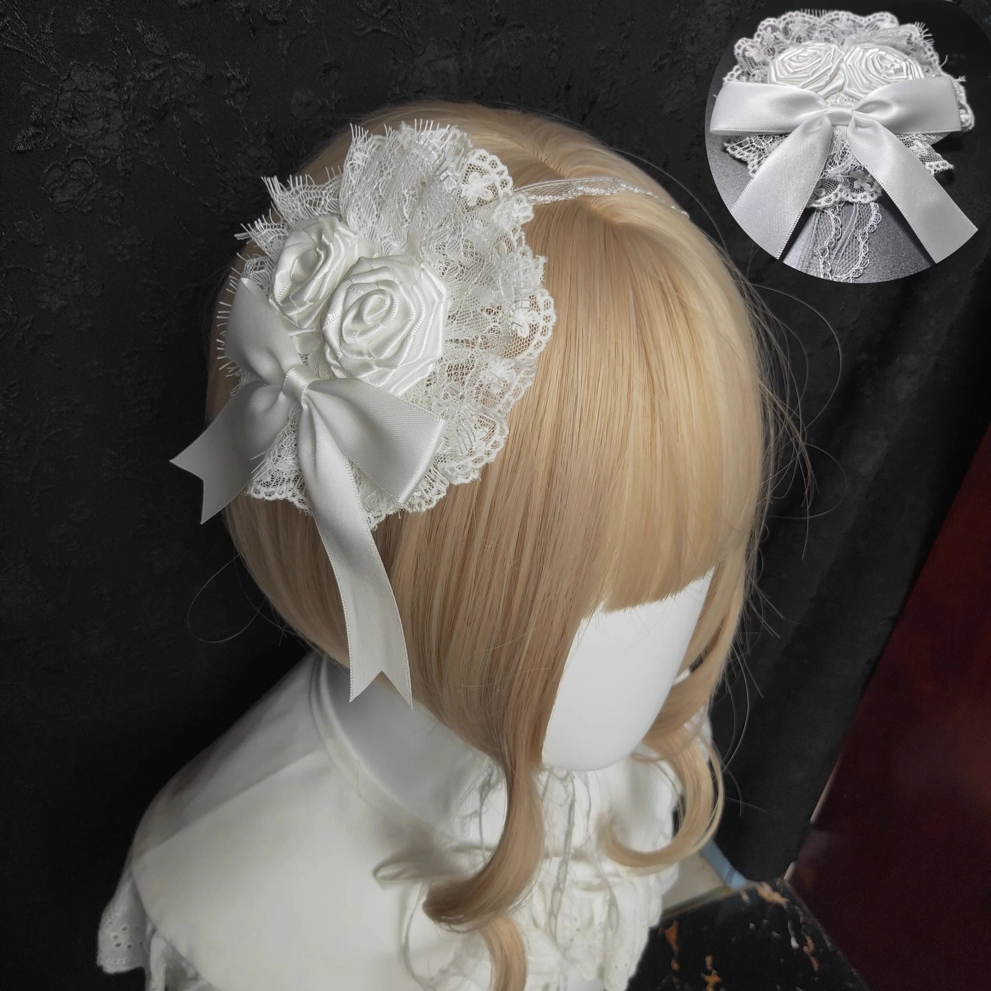 

New Versatile Handmade Black White Gothic Style Black Rose Flower Imitation Lovely Gift Binding lolita Hair Accessories