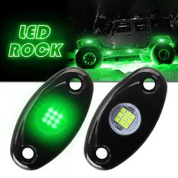 1PC Universal Modified 9LED Rock Light Green Underbody Underglow Trail Rig Light Car Atmosphere Lamp for Offroad Truck SUV