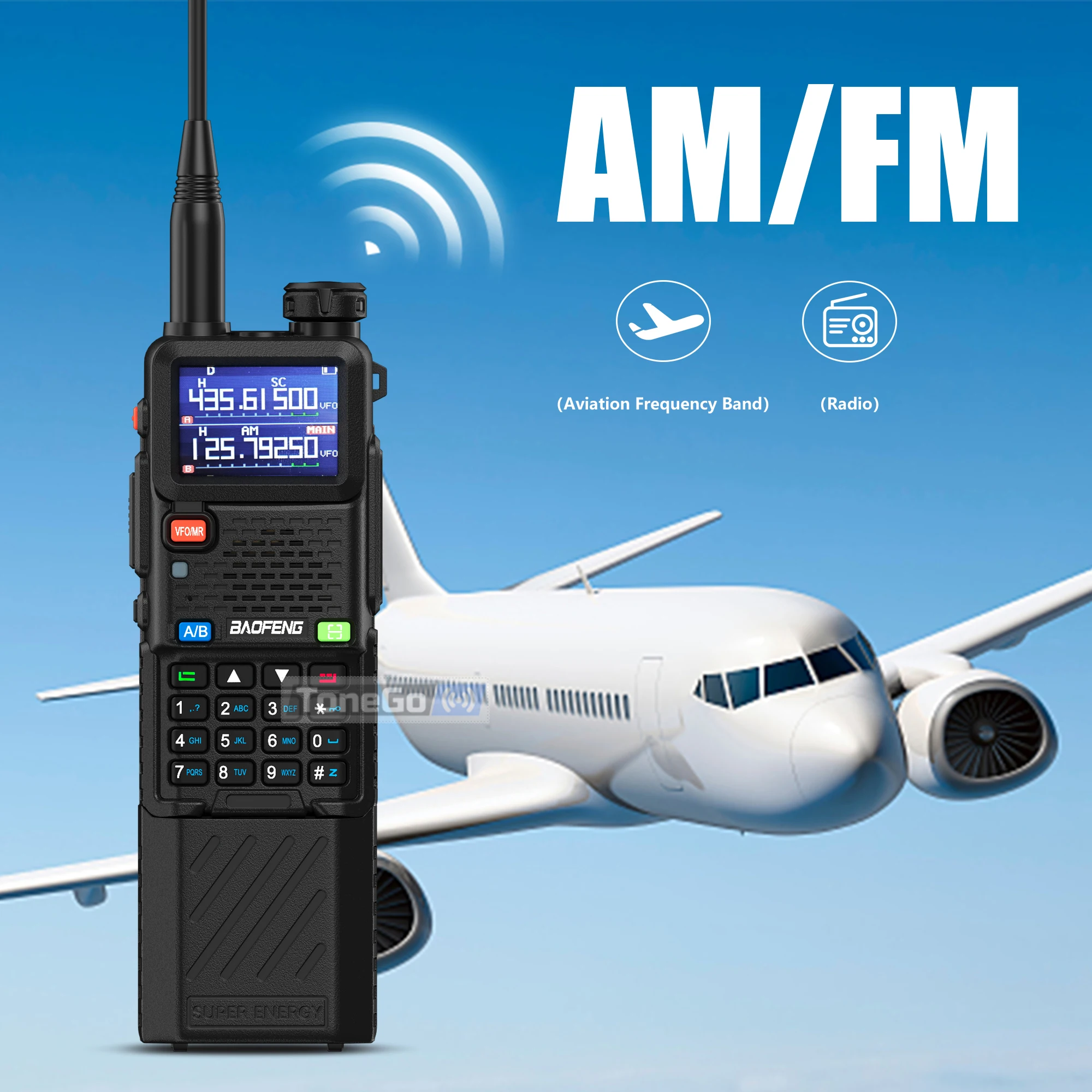 Upgraded Baofeng UV-5RM Walkie Talkie 6800mAh Extended Battery Wireless Copy Frequency Type-C Long Range AM FM UV-5RH Ham Radio