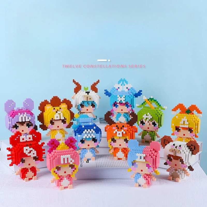 

Adorable Small - Particle Princess Twelve Zodiac Handmade Figurines for Kids Educational and Stress - Relieving Toys