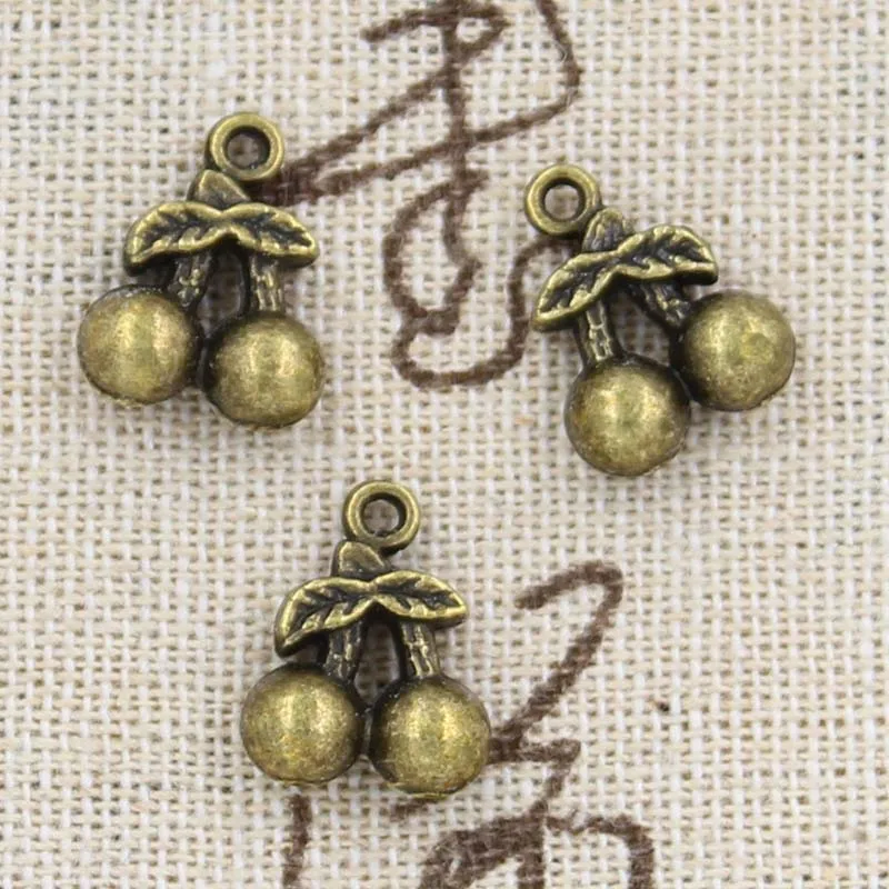20pcs Charms Cherry 14x11mm Antique Bronze Silver Color Plated Pendants Making DIY Handmade Tibetan Bronze Silver Color Jewelry