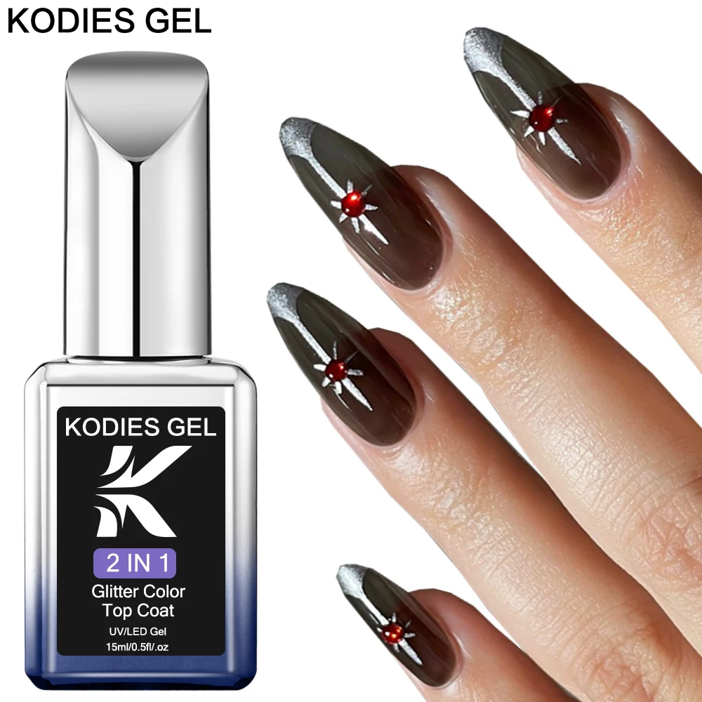 Kodies Gel Gelee schwarz Dec klack Nägel Gel politur 2 in 1 kein klebriger semi permanenter UV Maniküre Nail Art Gel Finish Versiegelung slack