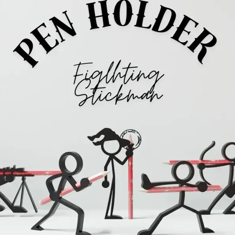 Creative Archer Pens Holder Black Metal Stick Figure Bow and Arrow Pens Stand Funny Desk Organizer for Office School Decor Gifts