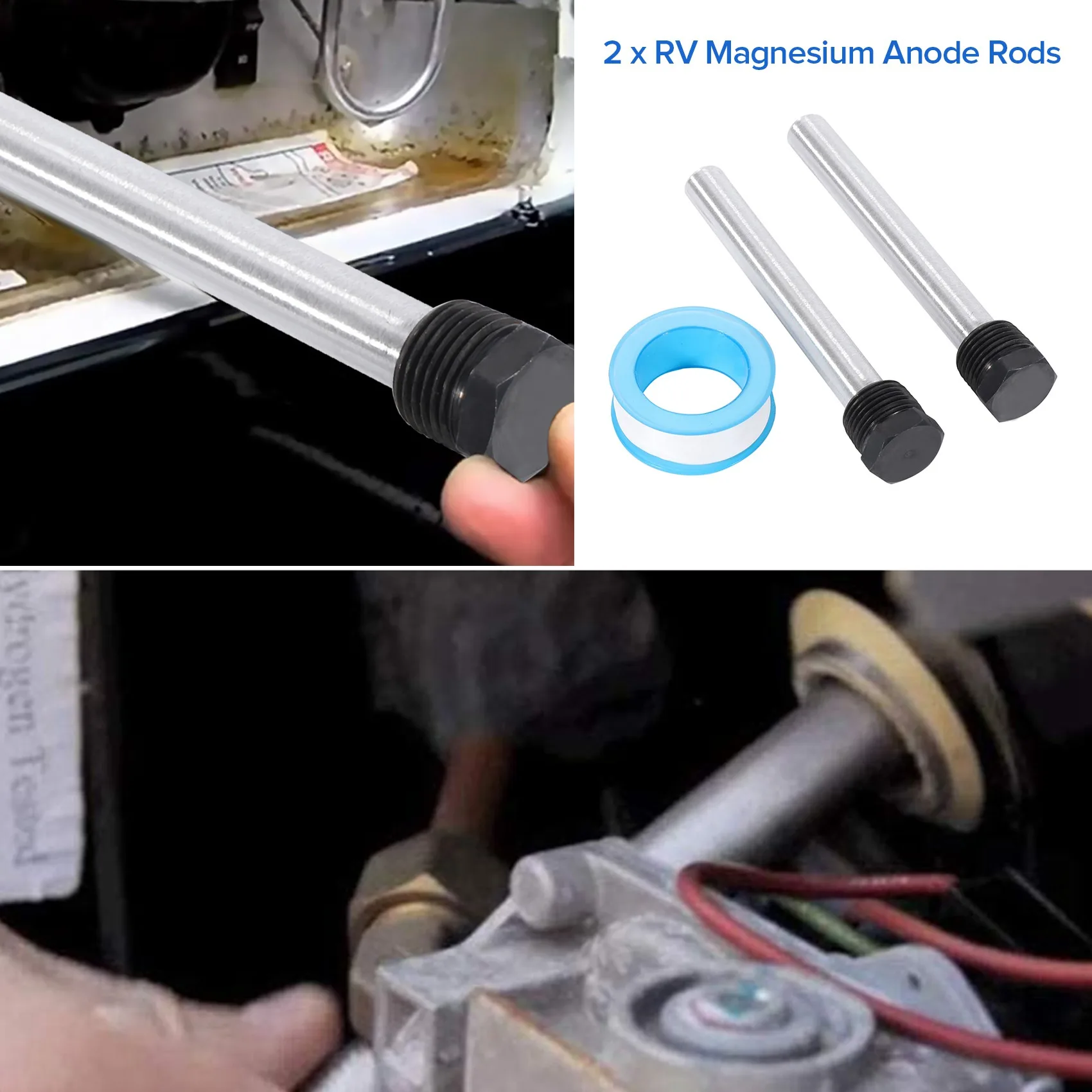 Pemanas air RV batang anoda Magnesium untuk pemanas Atwood, 2 pak 1/2 inci NPT RV batang Anode tangki air panas untuk pemanas RV