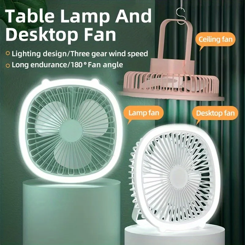 1pc Ultra-Quiet Portable Mini Fan - LED Light, 3-Speed, Rechargeable & Durable - Versatile Mount for  Office, Best Gift for Frie