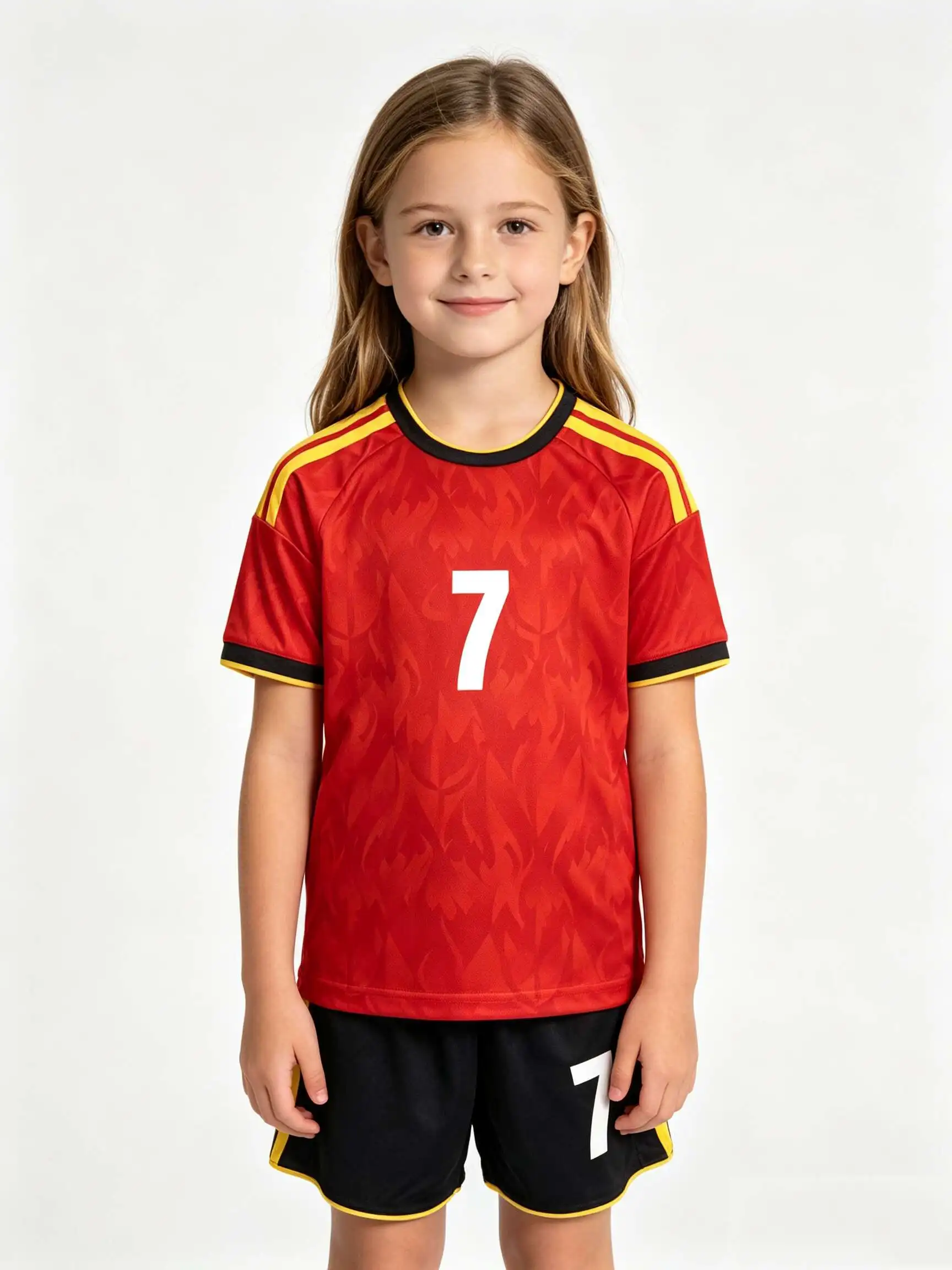 New 26/27 Unisex  Soccer 2‑Piece Set, Kids Adults Parent‑Child Kit, Custom No.1 7 8 9 10 for School Outdoor Team Sports red