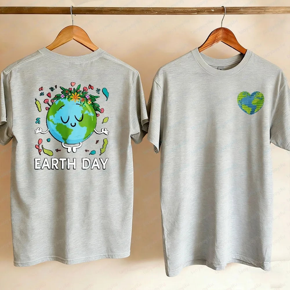 Earth Day Shirt Floral Cute & Peaceful Planet Earth Day 2026 T-Shirt Y2k Top Oversized T Shirt Women Clothes Vintage Clothes Tee
