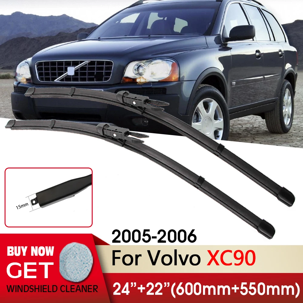 

For Volvo XC90 2005-2006 24"+22" Front Car Wiper Blade RHD & LHD Wipers Fit Pinch Tab Arm Windscreen Wipers Auto Accessories