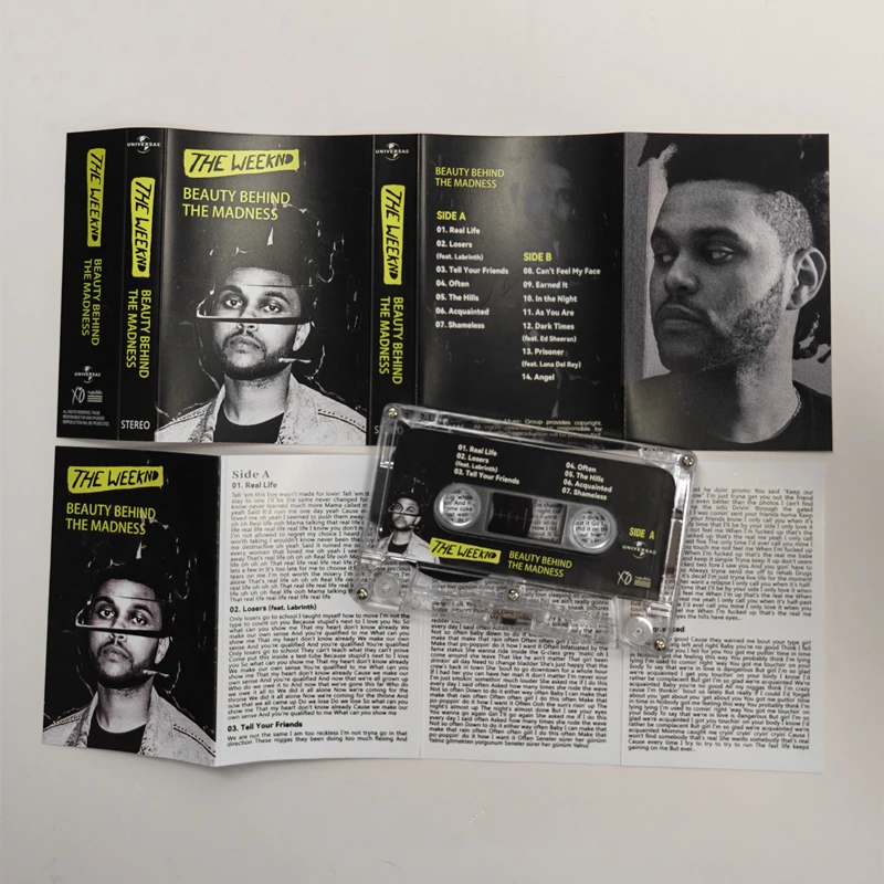 

New The Weeknd Music Tape Beauty Behind the Madness Album Earned It Cassettes Cosplay Walkman Recorder Car Soundtracks Box Gifts