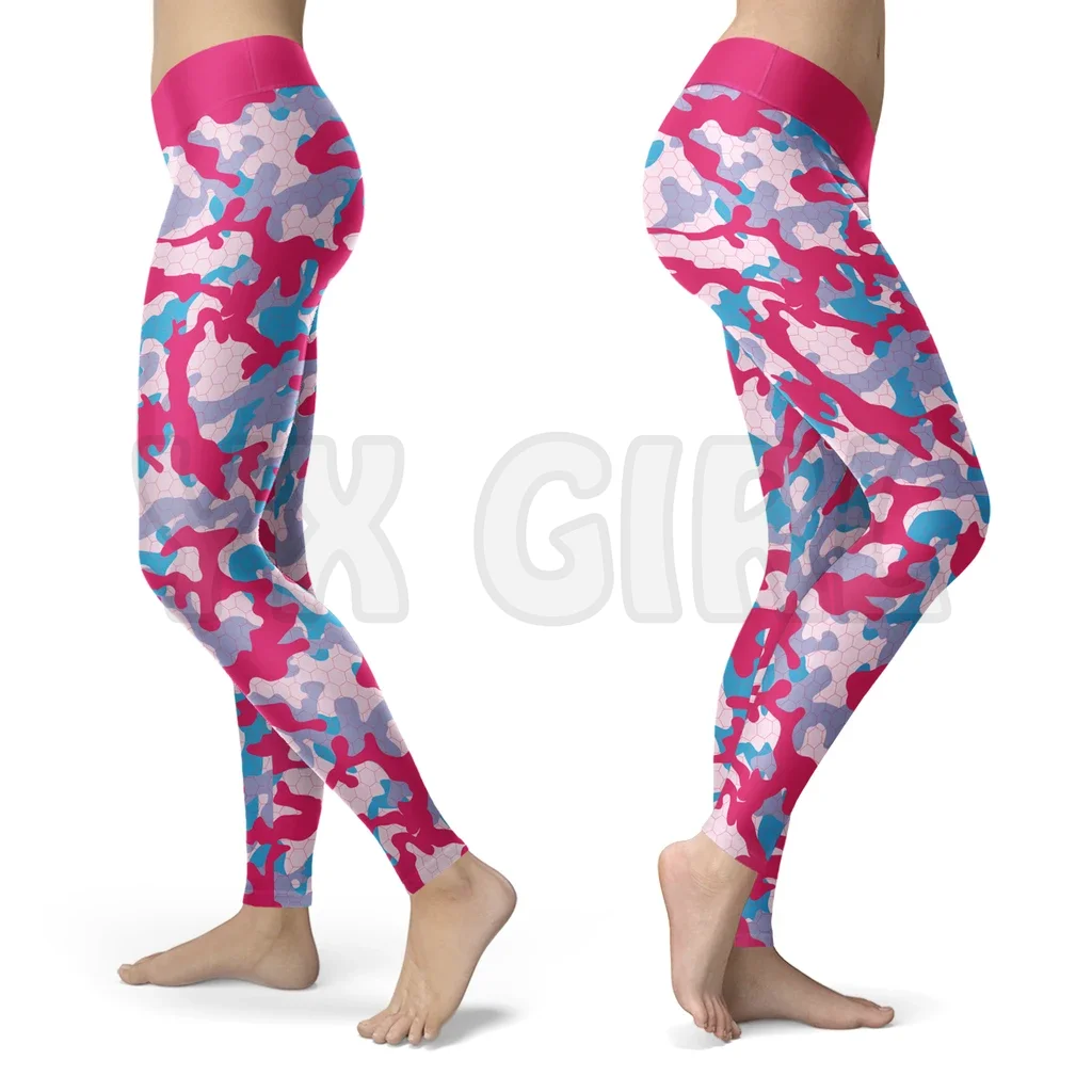 YX สาวสำหรับสาวการล่าสัตว์ Camo สีส้ม3D พิมพ์ Leggings เซ็กซี่ยืดหยุ่นหญิงผอม Leggings โกธิคโยคะ Leggings