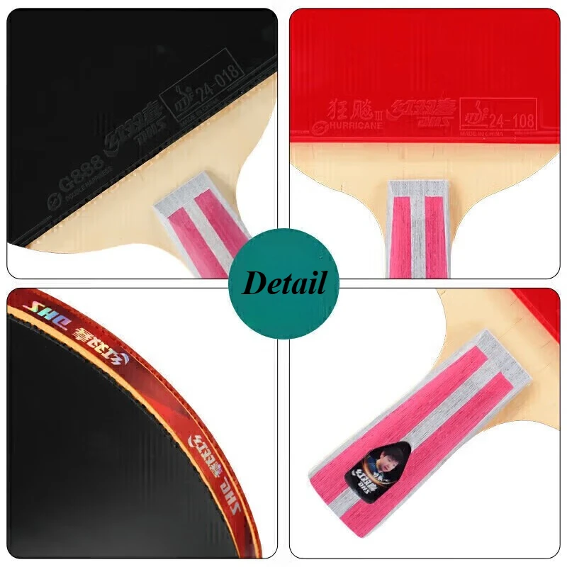 DHS Table Tennis Racket 4 Star Ping Pong Paddle Professional Table Tennis Racquets Sports with Hurricane 3 Sticky Rubber H4006