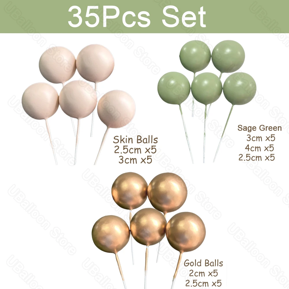 35 Stück rosa Kugeln zur Kuchendekoration, 2-4 cm, goldfarbene Boho-Haut, zartrosa Kuchendekorationen für Geburtstag, Hochzeit, Babyparty, Kuchenzubehör – Detail 12