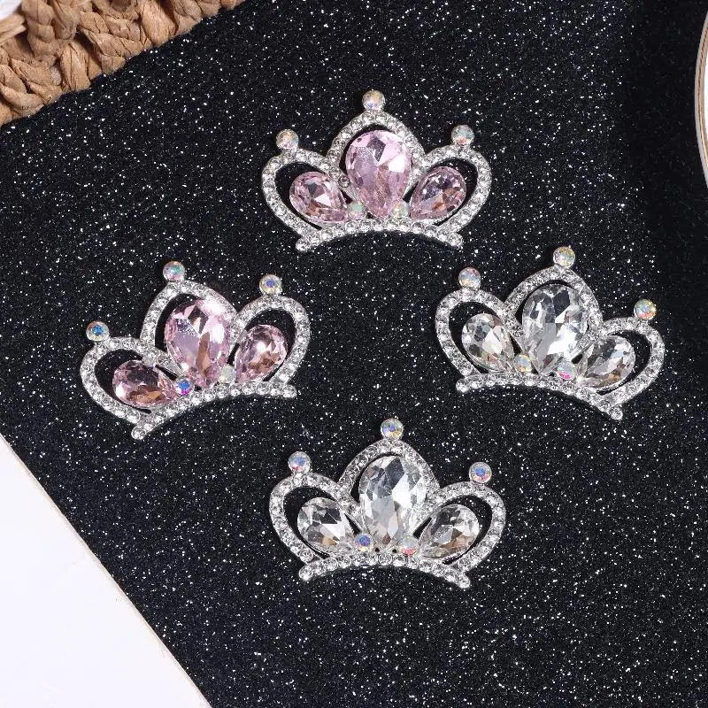 10 قطع من مشابك شعر على شكل تاج من حجر الراين - دبابيس شعر على شكل تاج الأميرة من سبيكة مع ترصيع فلاش، إكسسوارات شعر ذاتية الصنع للحفلات والصور