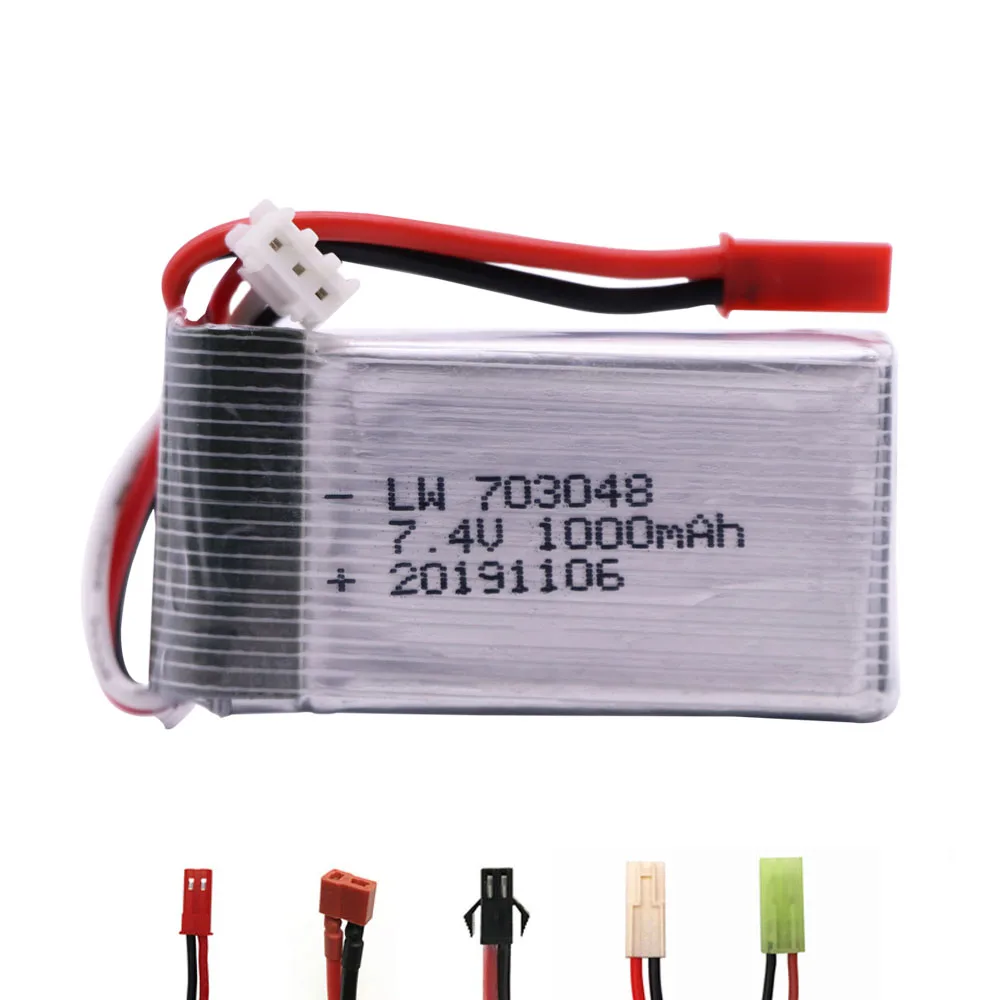 703048 7.4V 1000mah 2S Lipo Battery JST/SM/T/EL-2P Plug For MJXRC X600 U829A U829X X600 F46 X601H JXD391 FT007 RC toys accessory