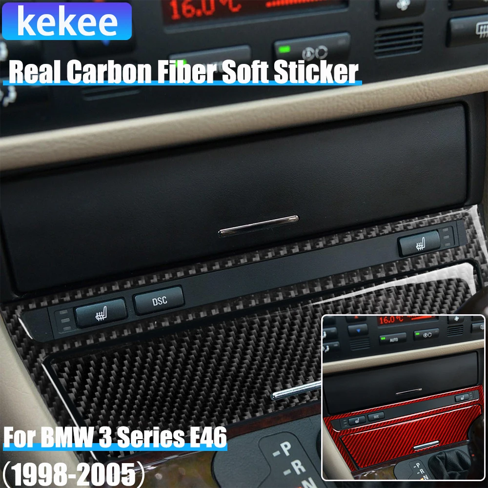 Real Carbon Fiber Car Accessories Cigarette Lighter Cover Sticker For BMW 3 Series E46 1998 1999 2000 2001 2002 2003 2004 2005