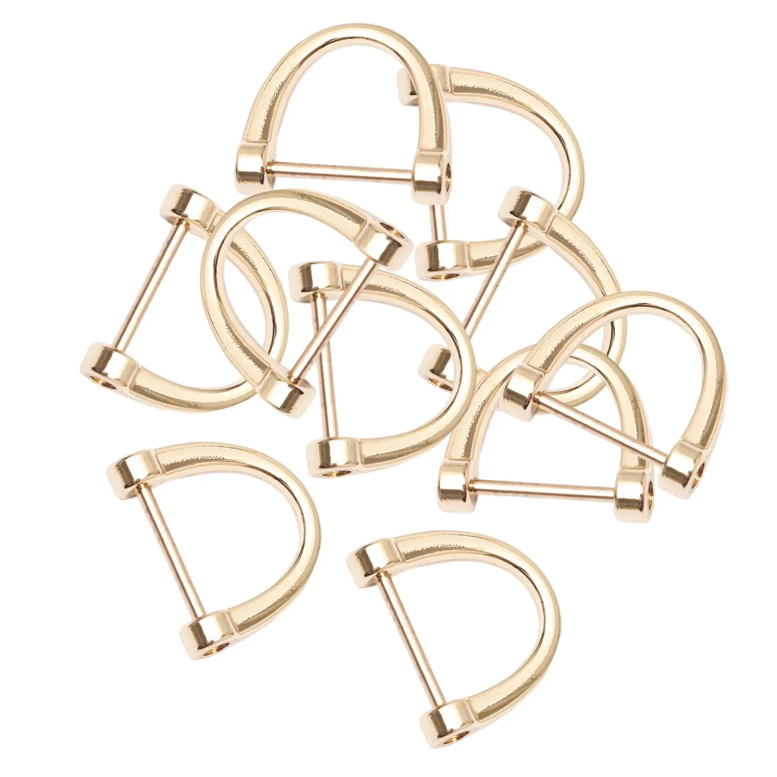 3x10 Pieces D Rings Keychain Buckles for DIY Backpacks Replacement Golden