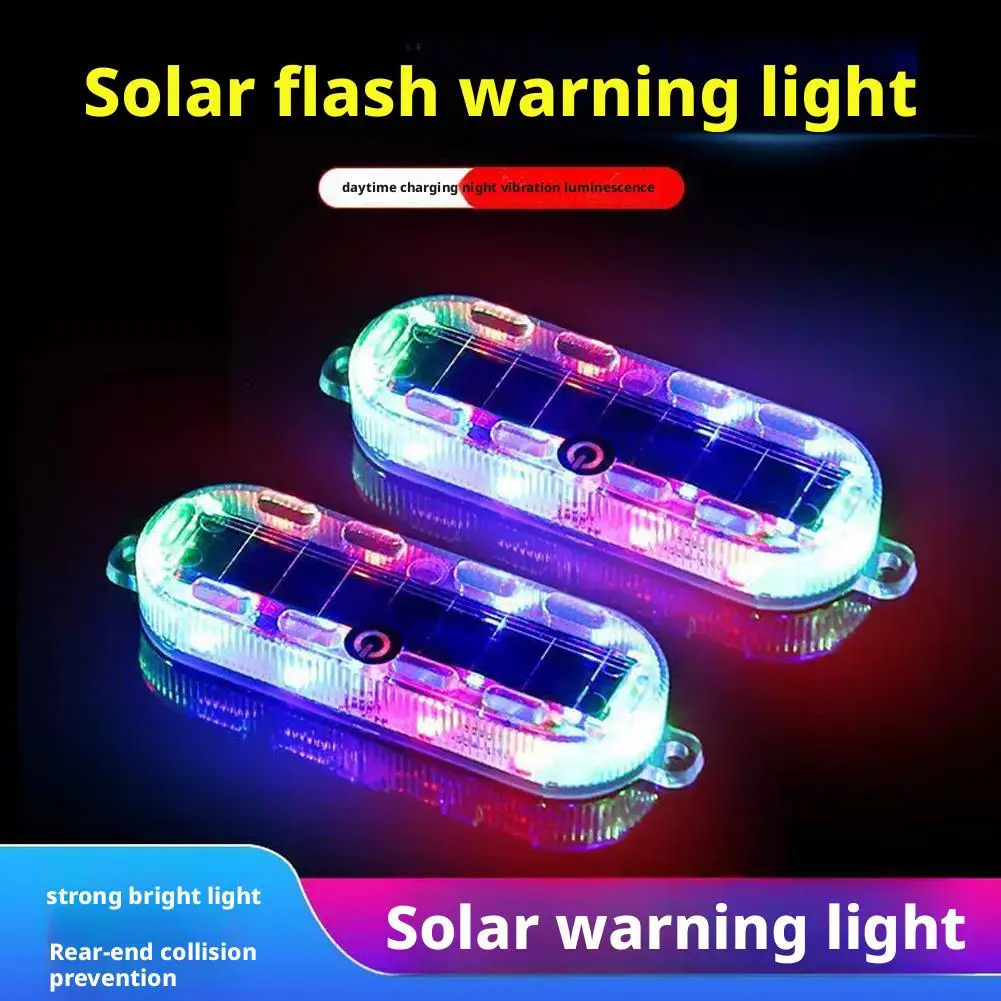 

Car Solar Charging-free Anti-rear Collision And Explosion-proof Brake Motorcycle Tail Flash Safety Light Modified Light Lig O4K2
