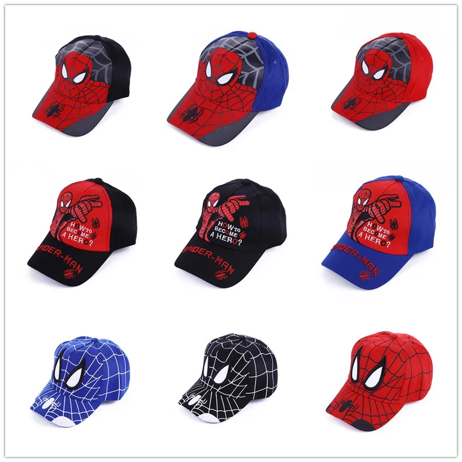 Children's Flat Edge Hip Hop Hat Summer Boys Camouflage Hat Cartoon Trendy Superman Spider Man Baseball Hat Sunshade Web Hat